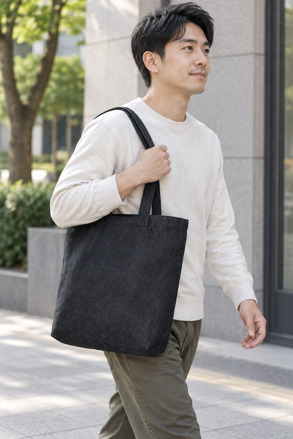 Black vertical version 35x39x10cm Denim-Blend Carry Tote lifestyle view