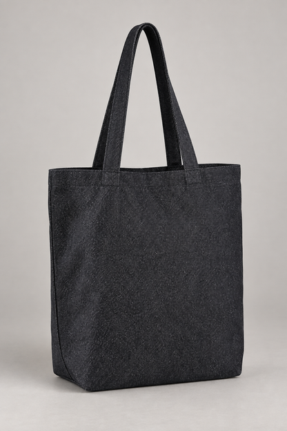 Black vertical version 35x39x10cm Denim-Blend Carry Tote studio view
