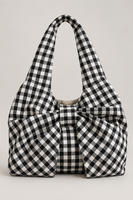 Ruched Bow Shoulder Bag — Black studio hero