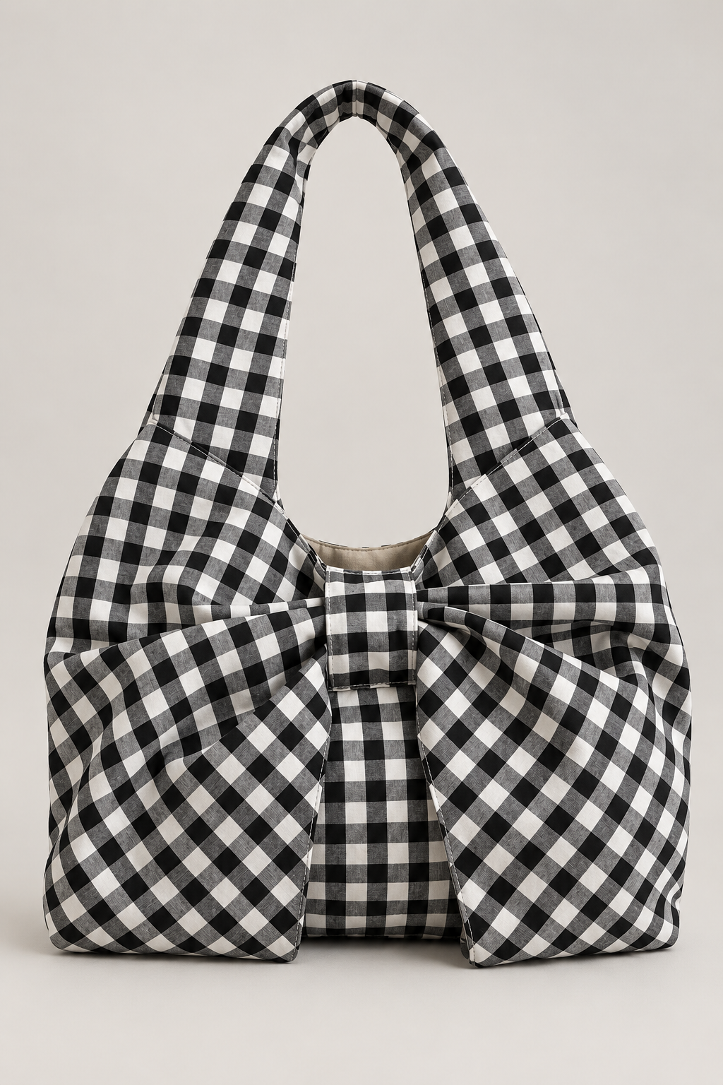 Ruched Bow Shoulder Bag — Black studio hero
