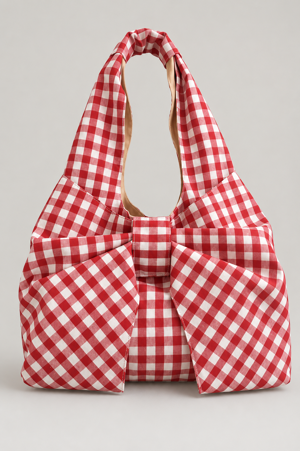 Ruched Bow Shoulder Bag — Red studio hero