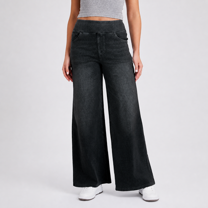 High-waist wide-leg jeans in Dark Gray wash