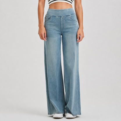 High-waist wide-leg jeans in Vintage Light Blue wash