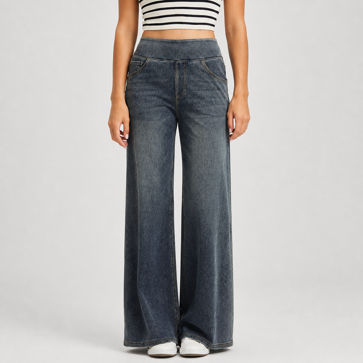 High-waist wide-leg jeans in Vintage Sea Blue wash