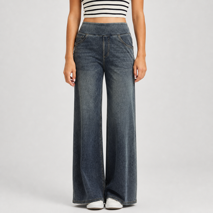 High-waist wide-leg jeans in Vintage Sea Blue wash