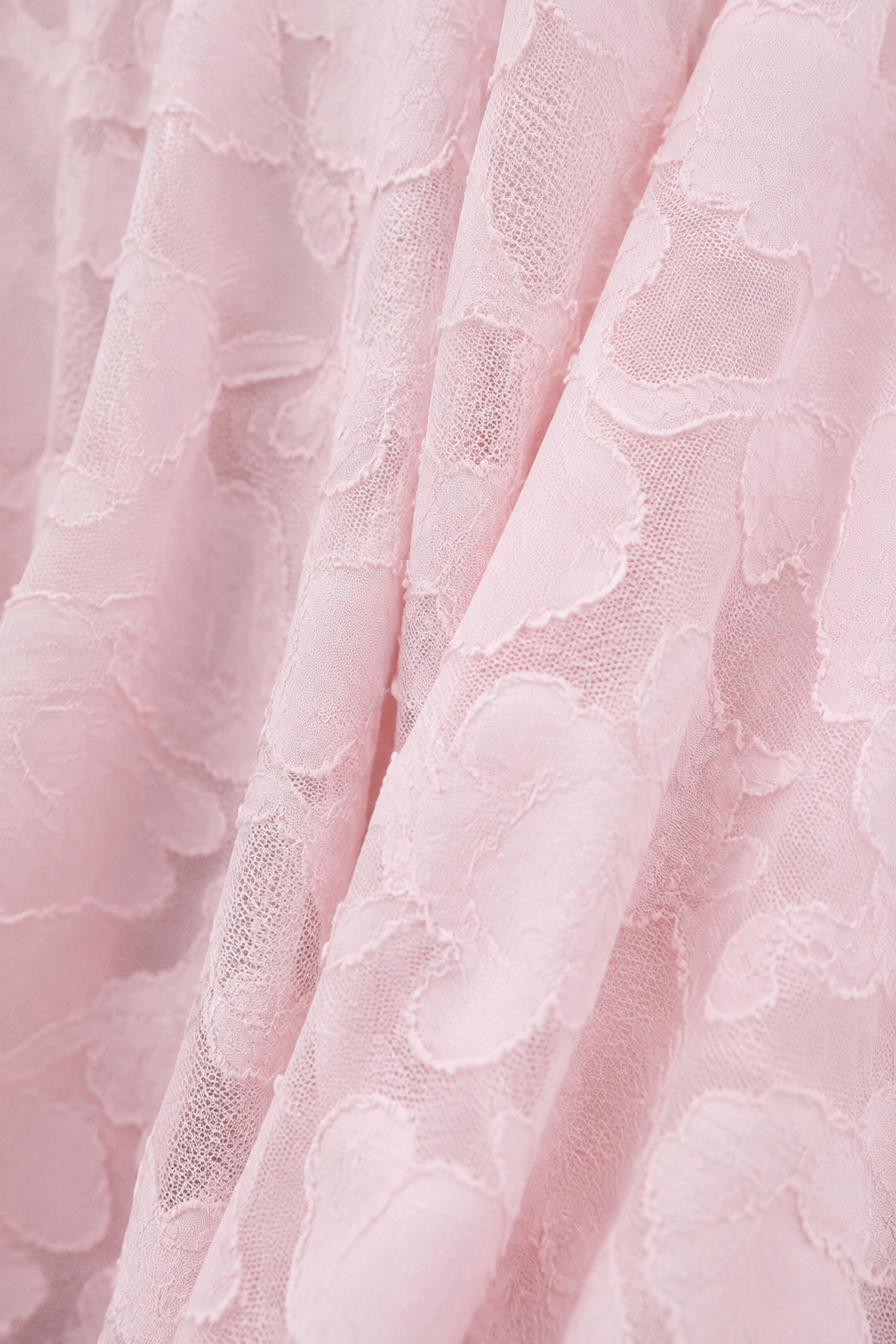 Pink lace A-line maxi dress — lace macro