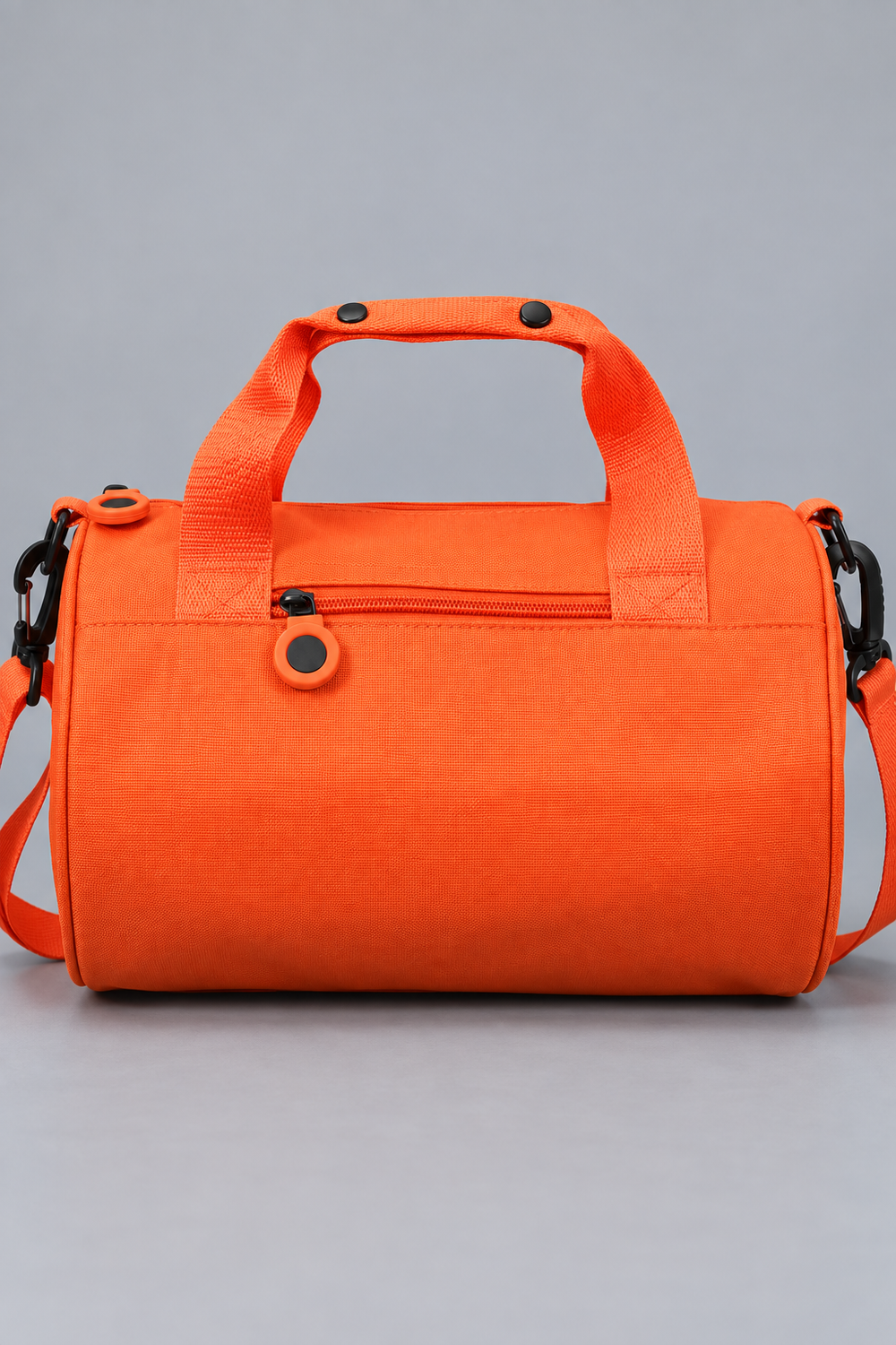 Front zip pocket on the Orange Oxford travel shoulder bag
