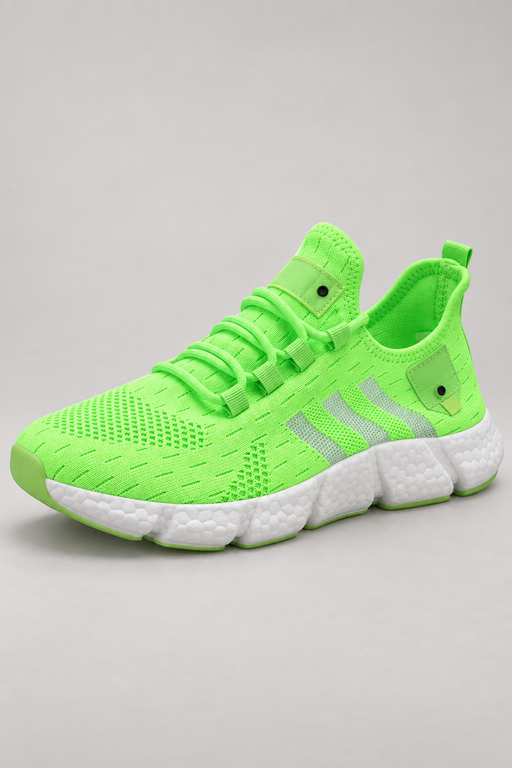 Men’s green knit lace-up sneakers with EVA sole construction