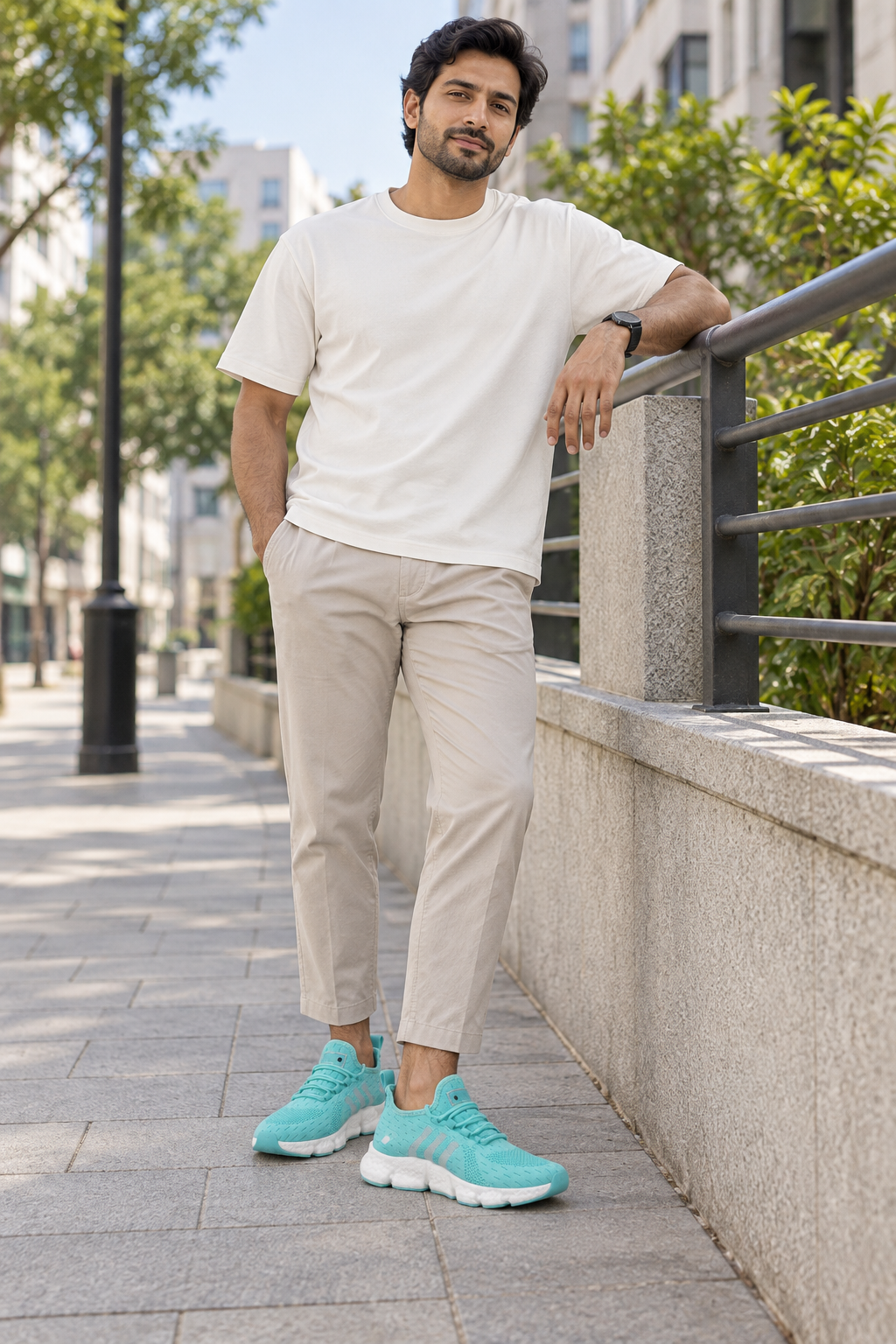 Men’s moonlight knit lace-up sneakers with EVA sole lifestyle view