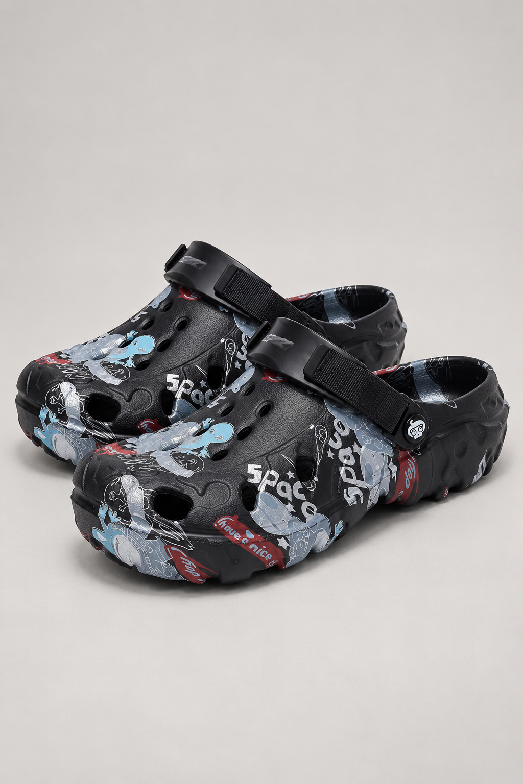 Men's Printed Platform Clog Sandals — Black studio hero