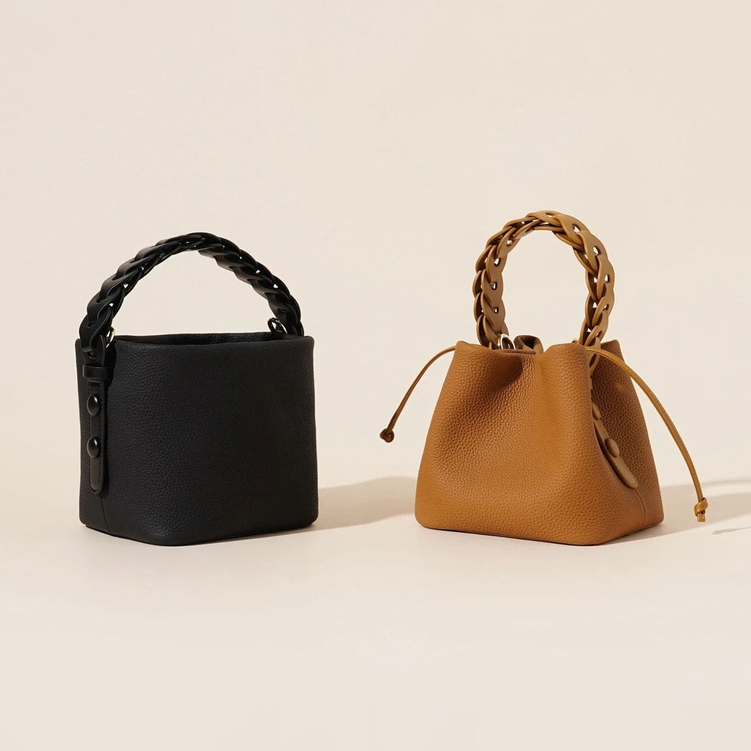 Women's Leather Drawstring Bucket Bag | Adjustable Crossbody Purse