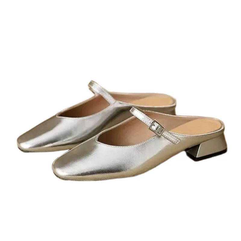 Women's French Open Toe Mules | Low Heel Sandals