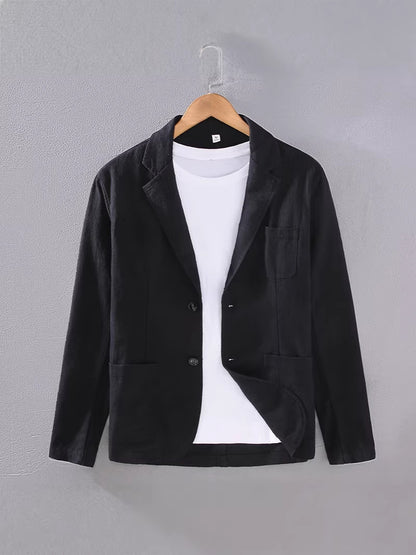 Men's Cotton Linen Suit Blazer | Lightweight Casual Unstructured Jacket
