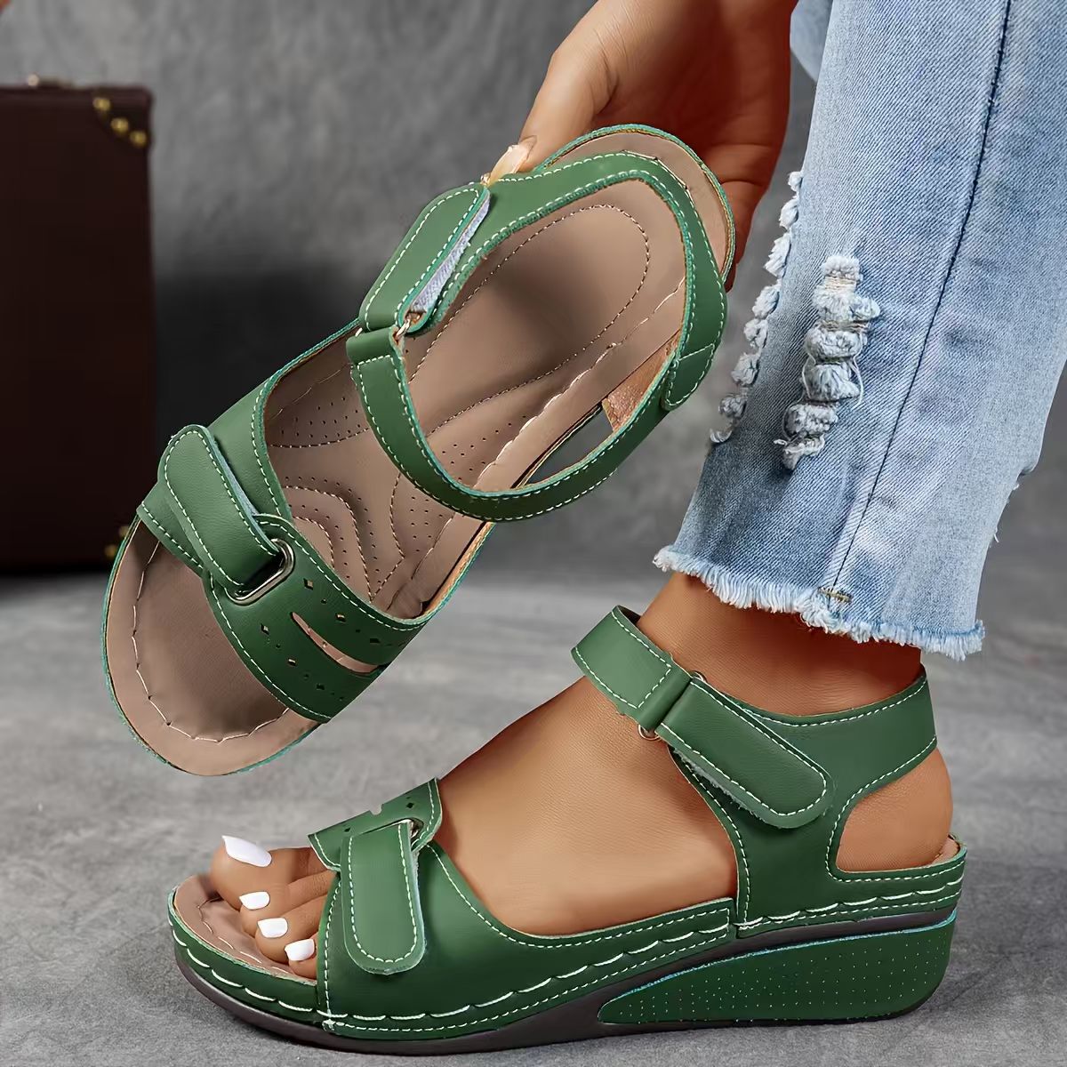 Women's Roman Velcro Strap Sandals | Casual Platform Walking Shoes