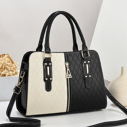 Women's Color Block Large Tote Handbag | PU Leather Adjustable Shoulder Bag