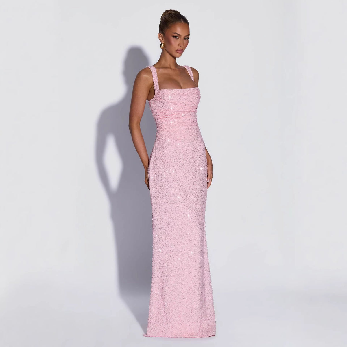 Women's Sequin Sleeveless Evening Gown | High Slit Formal Maxi Dress