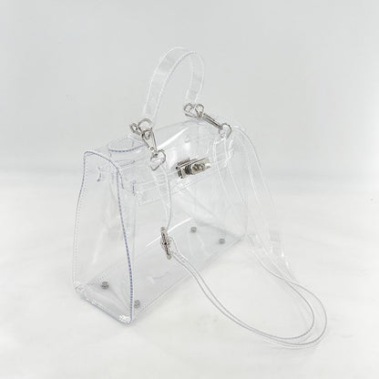 Women's Transparent PVC Lock Buckle Handbag | Structured Crossbody Clutch