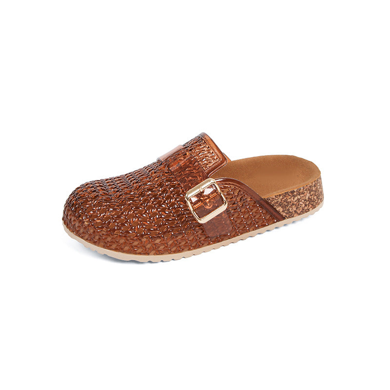 Women's Transparent PVC Crystal Slide Mules | Cushion Sole Slip-On Shoes