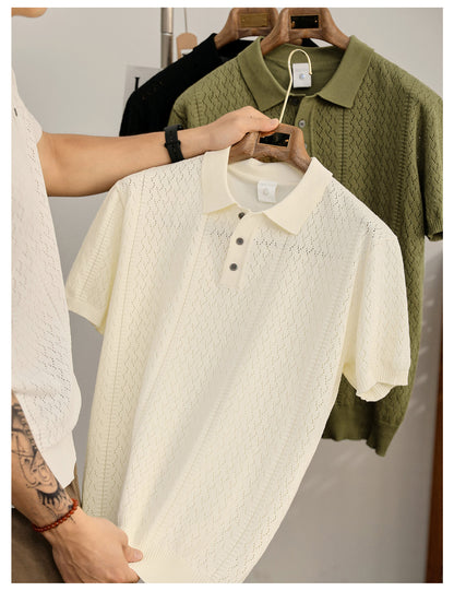 Supplier image for Men's Breathable Knit Polo Shirt