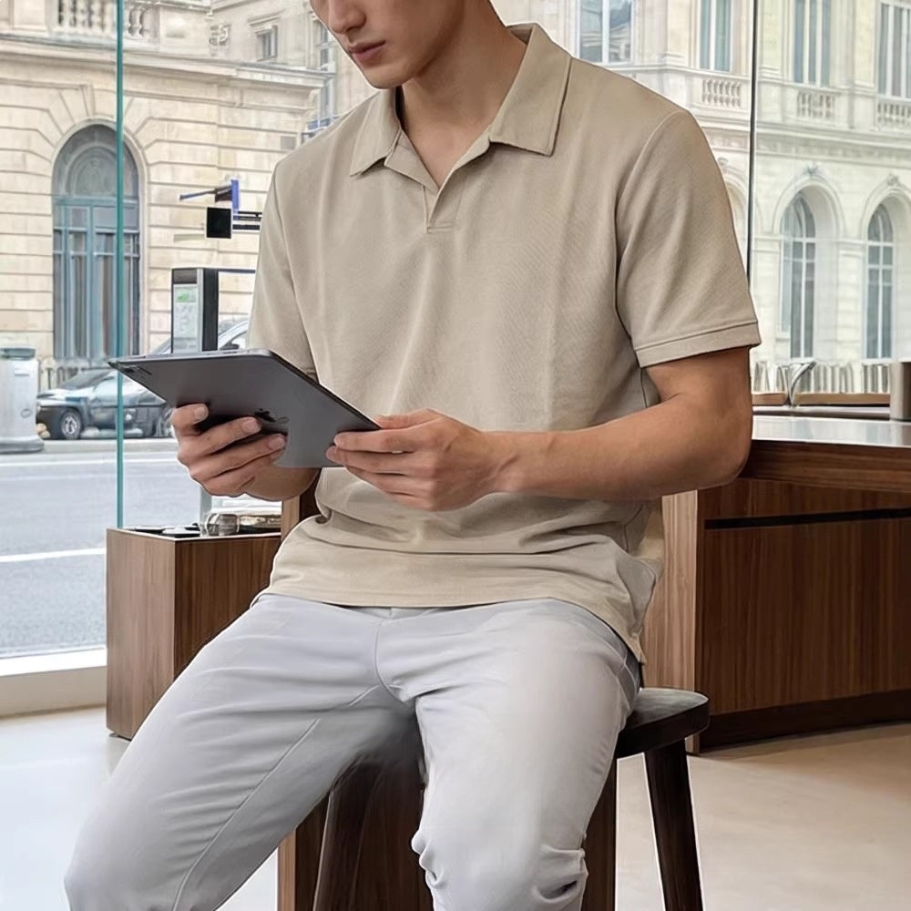 Men's Short Sleeve Cotton Blend Polo Shirt | Casual Golf Shirt