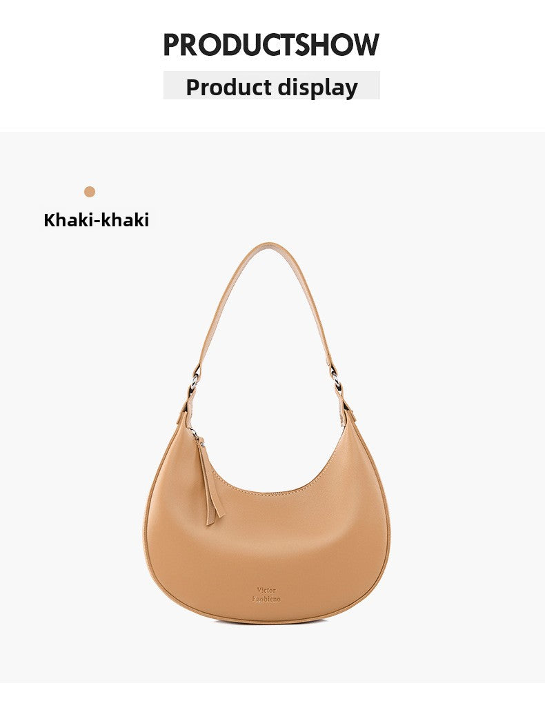 Women's Crescent Moon PU Leather Shoulder Bag | Compact Crossbody Handbag
