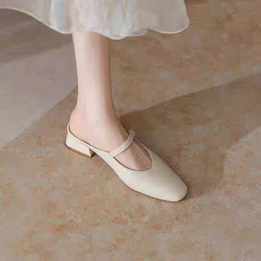 Women's French Open Toe Mules | Low Heel Sandals