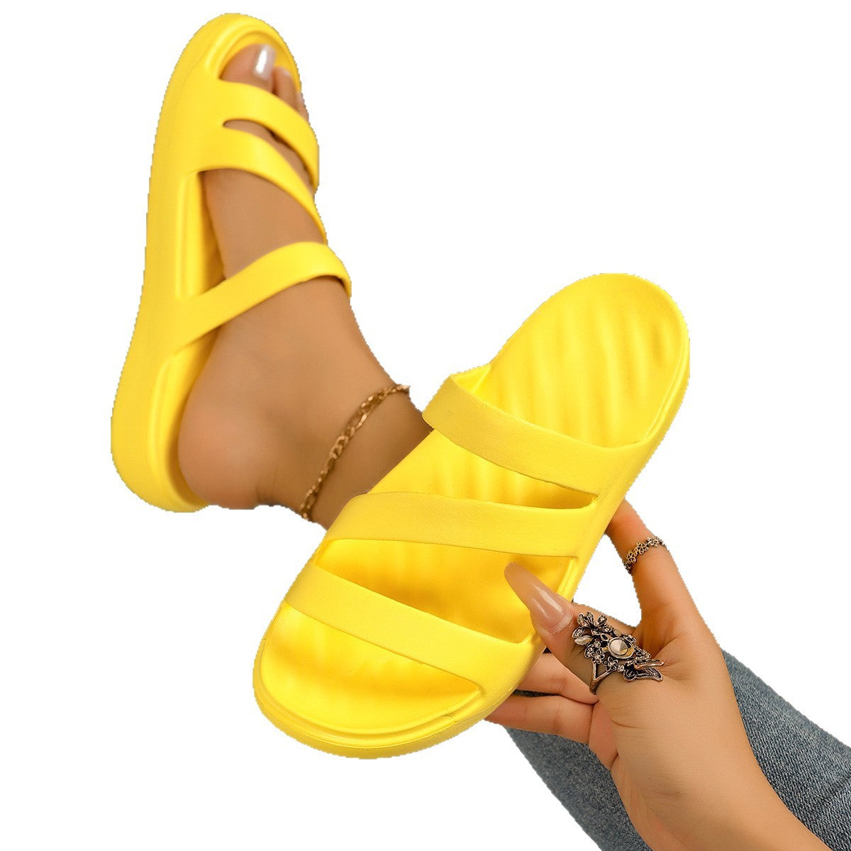 Women's Casual Beach Flat Slippers | Lightweight Rubber Flip Flops
