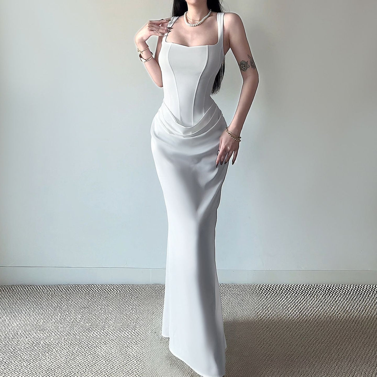 Women's Square Neck Mermaid Gown | Backless Bodycon Formal Evening Dress