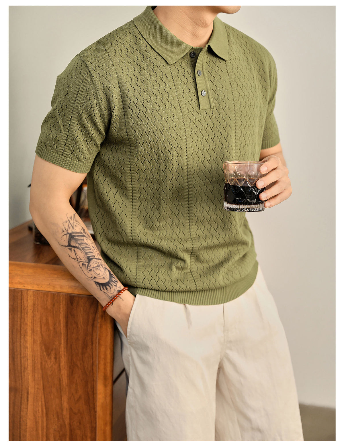 Supplier image for Men's Breathable Knit Polo Shirt