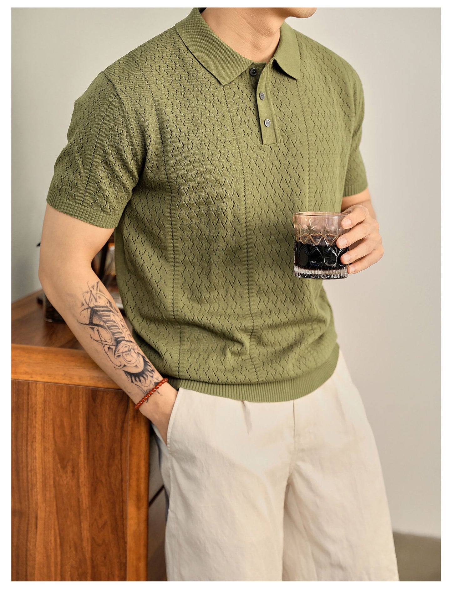 Supplier image for Men's Breathable Knit Polo Shirt