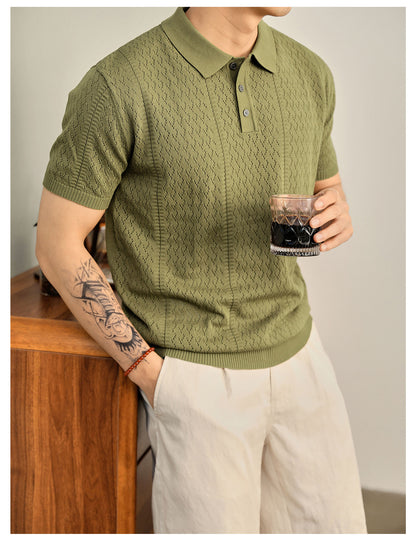 Supplier image for Men's Breathable Knit Polo Shirt