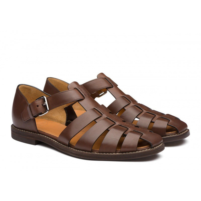 Men's Leather Buckle Open Toe Sandals | Business Casual Beach Shoes