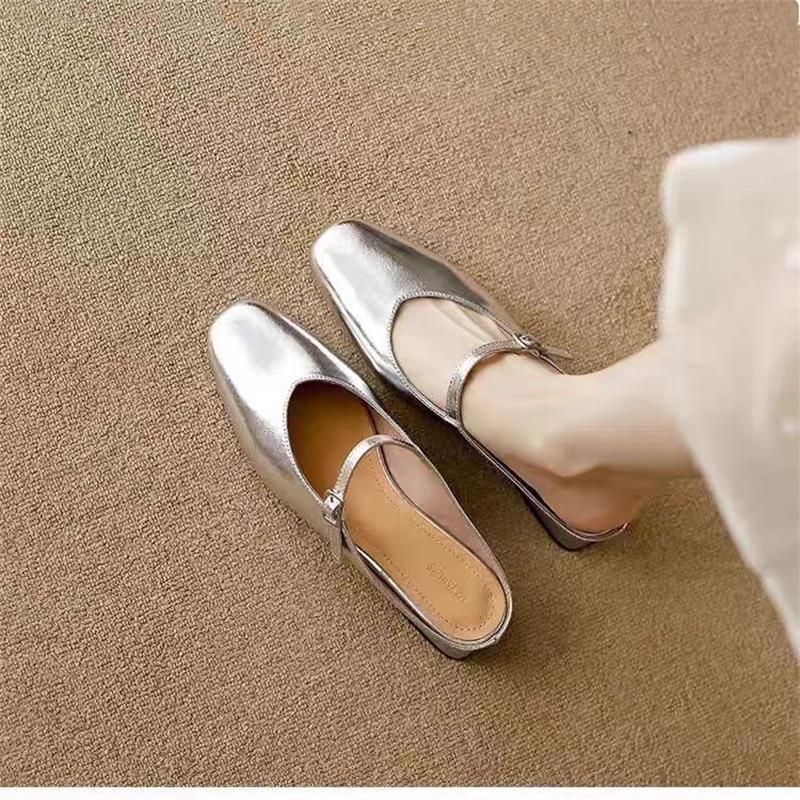 Women's French Open Toe Mules | Low Heel Sandals