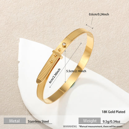 Adjustable Stainless Steel Cuff Bracelet | Textured Open Bangle