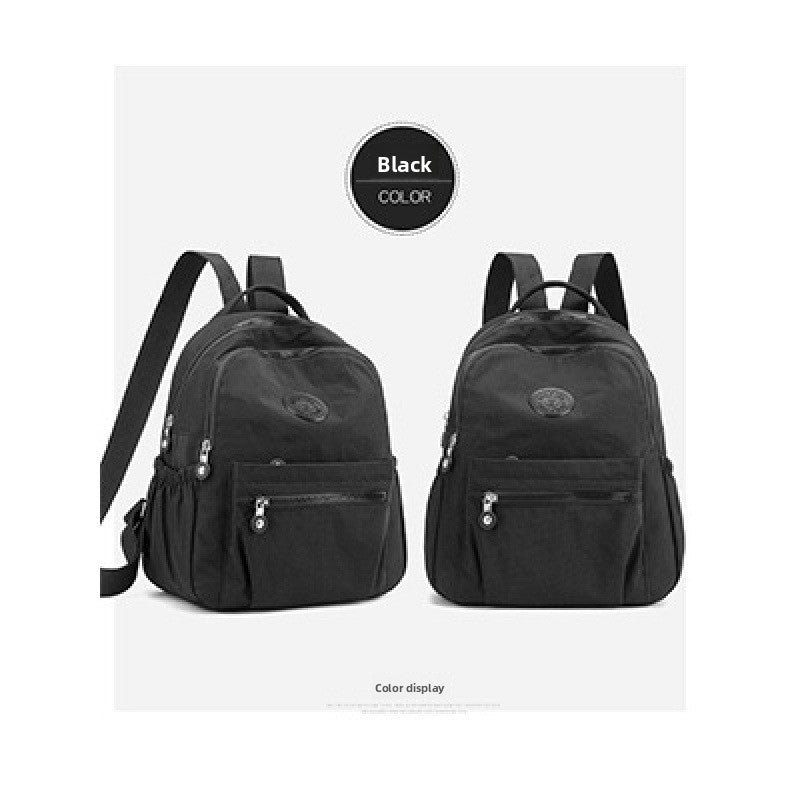Women's Lightweight Nylon Travel Backpack | Zip-Up Medium Everyday Bag