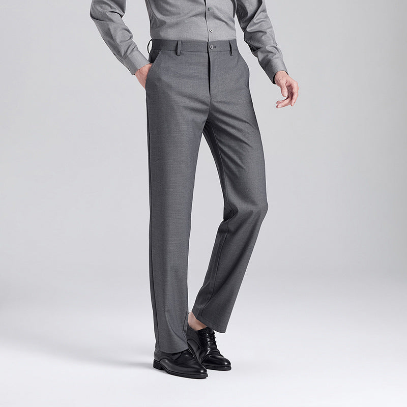 Men's Business Casual Straight Leg Pants | Linen Blend Stretch Trousers