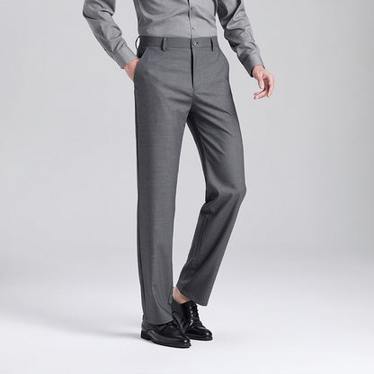 Men's Business Casual Straight Leg Pants | Linen Blend Stretch Trousers