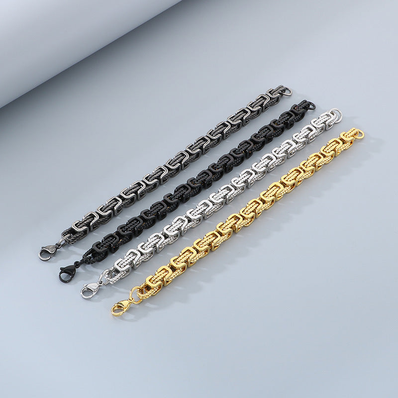 Byzantine Link Titanium Steel Bracelet | Unisex Geometric Chain Jewelry