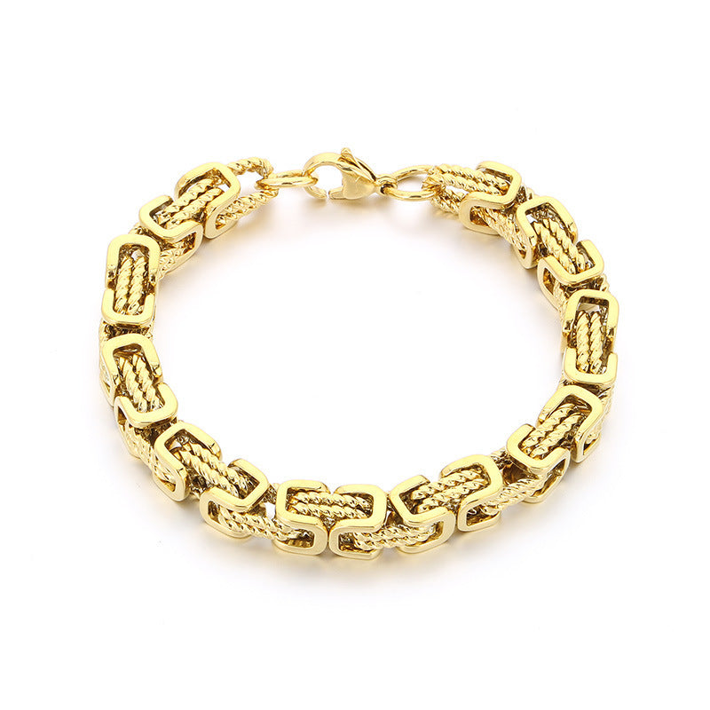 Byzantine Link Titanium Steel Bracelet | Unisex Geometric Chain Jewelry