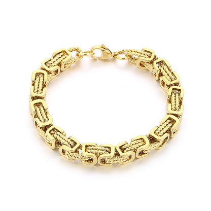 Byzantine Link Titanium Steel Bracelet | Unisex Geometric Chain Jewelry