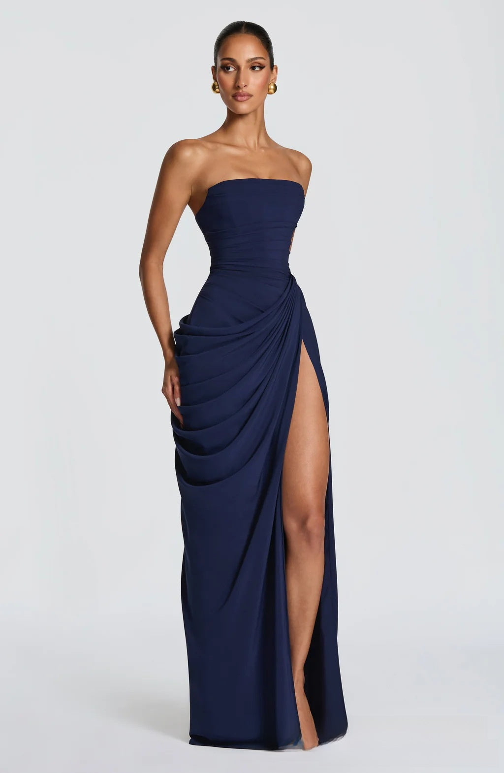 Women's One Shoulder Backless High Slit Evening Gown | Formal Maxi Dress