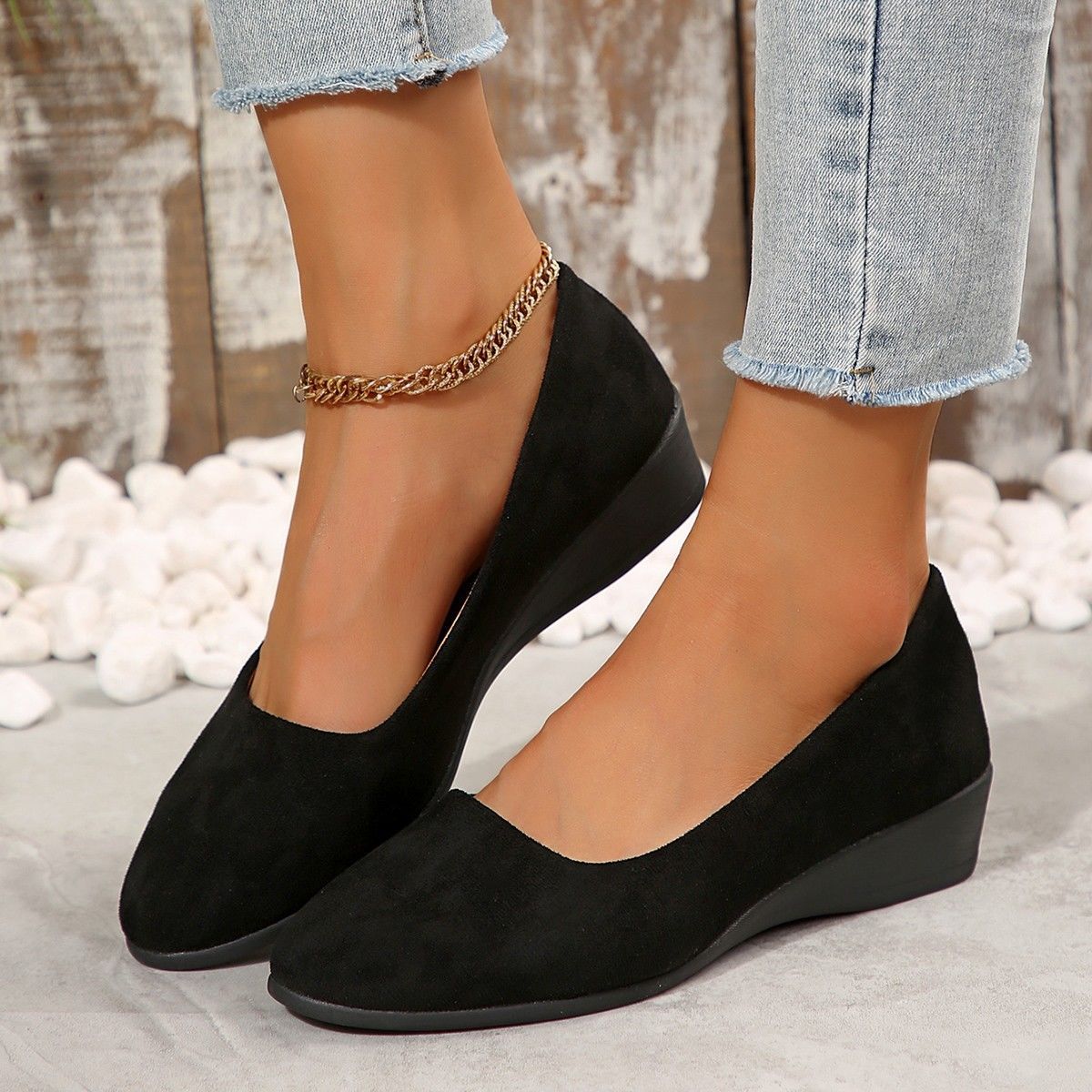 Women's Pointed Toe Wedge Shoes | Casual Slip-On Loafers