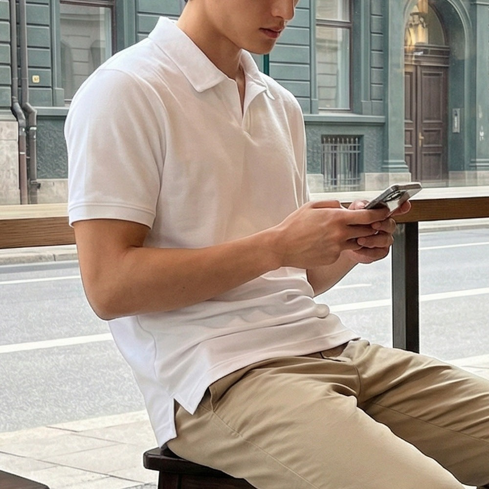 Men's Short Sleeve Cotton Blend Polo Shirt | Casual Golf Shirt