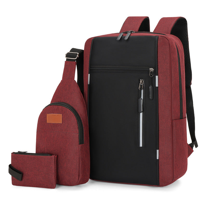 Oxford Fabric 3-Piece Laptop Backpack Set | USB Charging Travel Bag