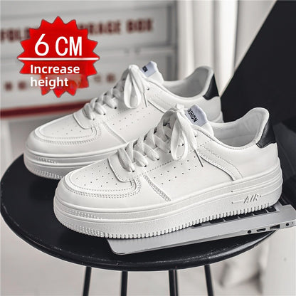 Men's White Court Sneakers | Hidden Lift Casual Fashion Shoes