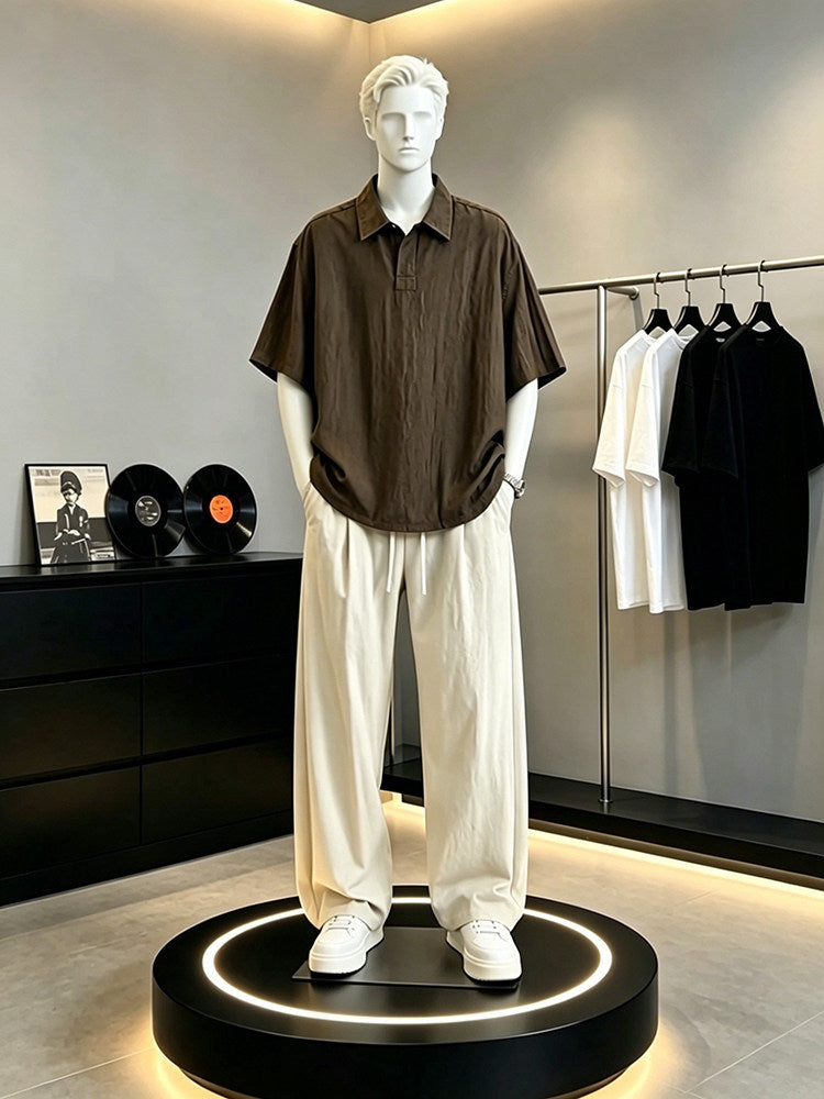 Men's Linen Polo Shirt & Wide-Leg Pants Set | Lightweight Summer Resort Outfit