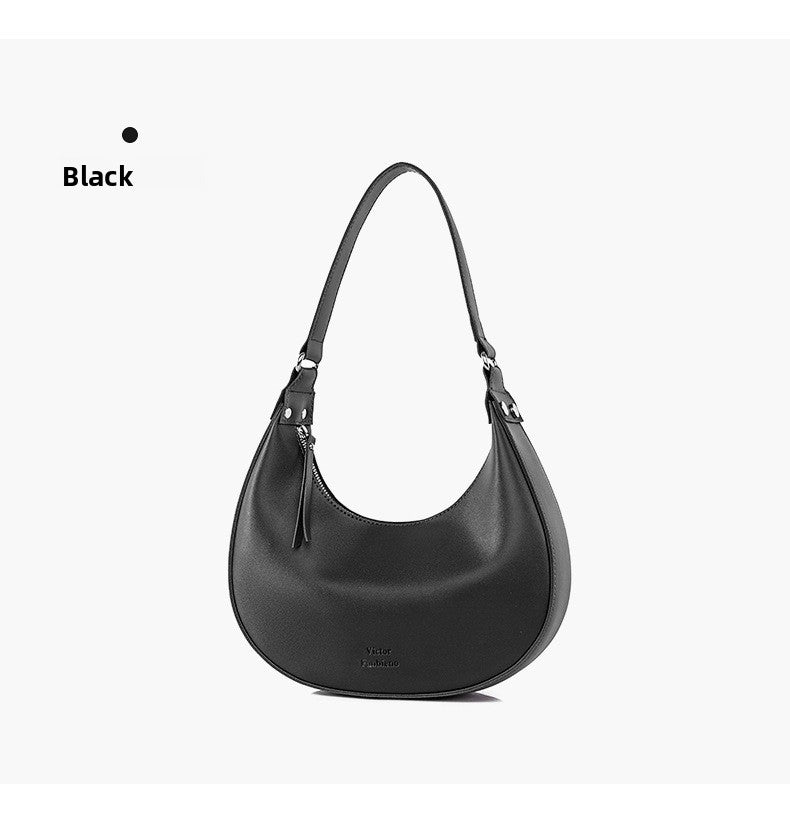 Women's Crescent Moon PU Leather Shoulder Bag | Compact Crossbody Handbag