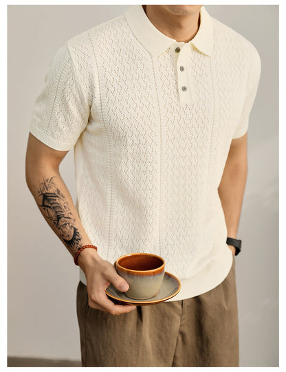 Supplier image for Men's Breathable Knit Polo Shirt