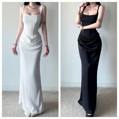 Women's Square Neck Mermaid Gown | Backless Bodycon Formal Evening Dress