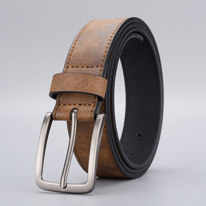 Men's PU Leather Pin Buckle Belt | Vintage Alloy Casual Business Waist Belt